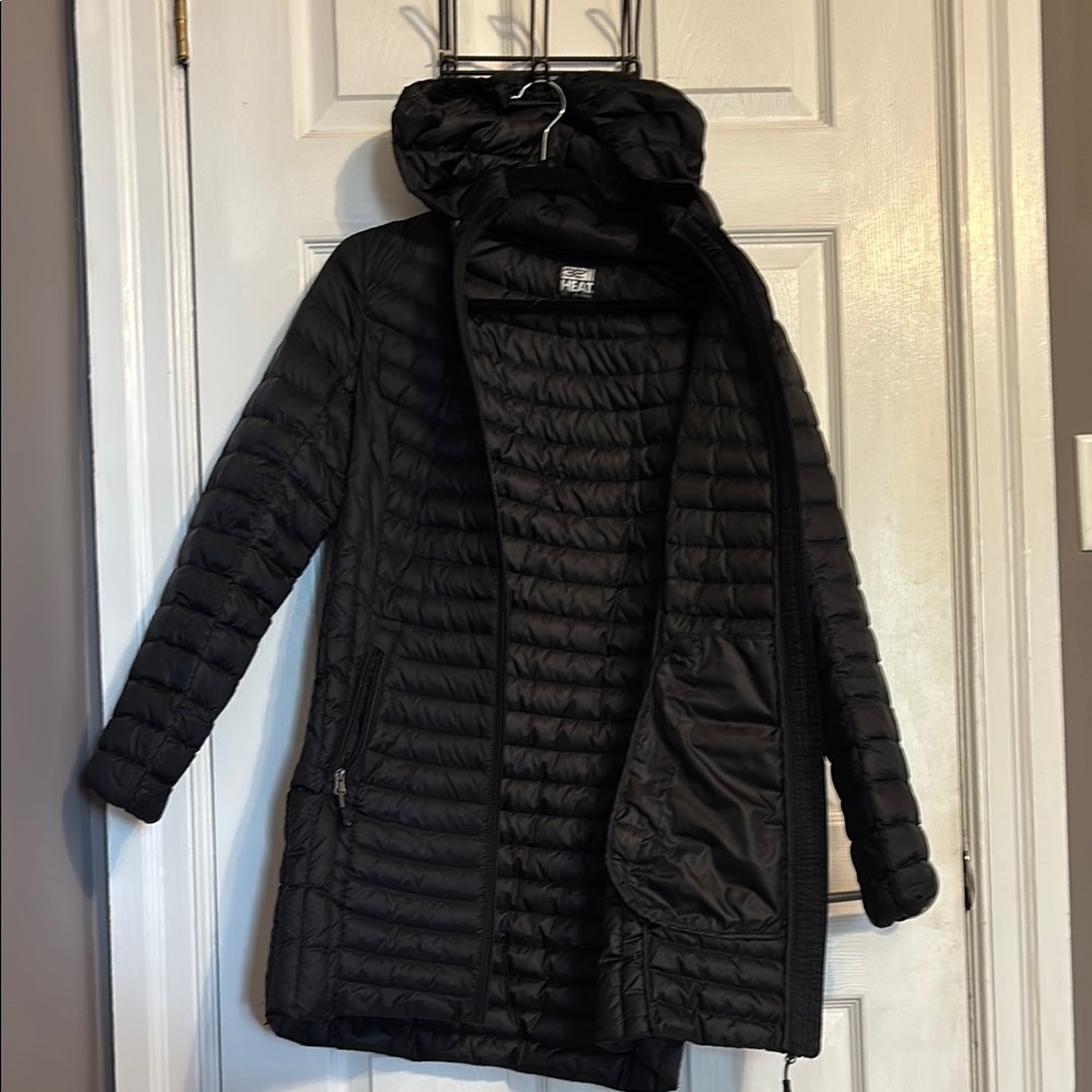 32 Degrees Black Puffer Jacket with Quilted Design